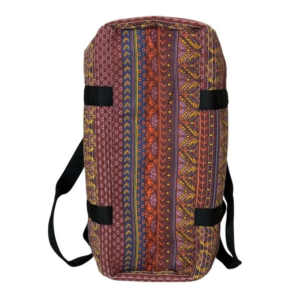 Quilted‎ Barrel Weekender Tote Bag Multicolor Tribal Handle and Shoulder Strap
